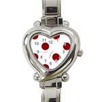 Polka Dots - Dark Red on White Heart Italian Charm Watch