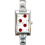 Polka Dots - Dark Red on White Rectangle Italian Charm Watch
