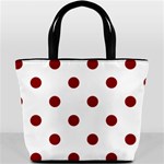 Polka Dots - Dark Red on White Bucket Bag