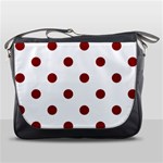 Polka Dots - Dark Red on White Messenger Bag