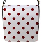 Polka Dots - Dark Red on White Flap Closure Messenger Bag (S)