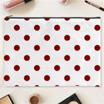 Polka Dots - Dark Red on White Cosmetic Bag (XXXL)