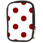 Polka Dots - Dark Red on White Compact Camera Leather Case