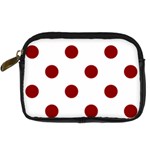 Polka Dots - Dark Red on White Digital Camera Leather Case