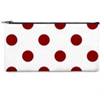 Polka Dots - Dark Red on White Pencil Case