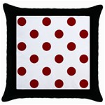Polka Dots - Dark Red on White Throw Pillow Case (Black)