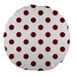 Polka Dots - Dark Red on White Large 18  Premium Round Cushion