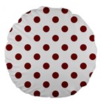 Polka Dots - Dark Red on White Large 18  Premium Flano Round Cushion