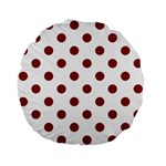 Polka Dots - Dark Red on White Standard 15  Premium Flano Round Cushion