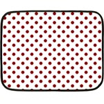 Polka Dots - Dark Red on White Fleece Blanket (Mini)