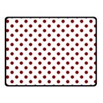 Polka Dots - Dark Red on White Fleece Blanket (Small) (One Side)