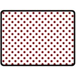 Polka Dots - Dark Red on White Double Sided Fleece Blanket (Large) (Two Sides)