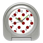 Polka Dots - Dark Red on White Desk Alarm Clock