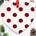 Polka Dots - Dark Red on White Heart Ornament (Two Sides)