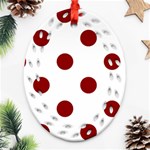 Polka Dots - Dark Red on White Oval Filigree Ornament (Two Sides)