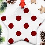Polka Dots - Dark Red on White Ornament (Star)