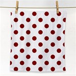 Polka Dots - Dark Red on White Face Towel