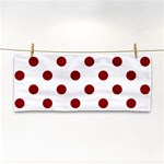 Polka Dots - Dark Red on White Hand Towel