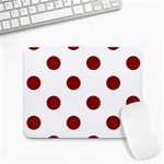 Polka Dots - Dark Red on White Small Mousepad