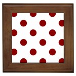 Polka Dots - Dark Red on White Framed Tile