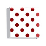 Polka Dots - Dark Red on White 4 x 4  Acrylic Photo Block