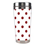 Polka Dots - Dark Red on White Stainless Steel Travel Tumbler