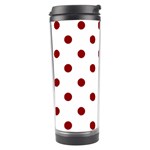 Polka Dots - Dark Red on White Travel Tumbler