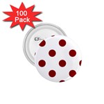 Polka Dots - Dark Red on White 1.75  Button (100 pack)