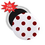 Polka Dots - Dark Red on White 2.25  Magnet (100 pack)