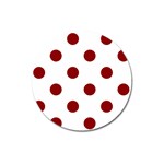 Polka Dots - Dark Red on White Magnet 3  (Round)