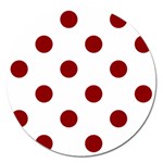 Polka Dots - Dark Red on White Magnet 5  (Round)