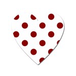 Polka Dots - Dark Red on White Magnet (Heart)