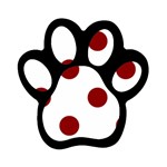 Polka Dots - Dark Red on White Magnet (Paw Print)