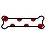 Polka Dots - Dark Red on White Magnet (Dog Bone)