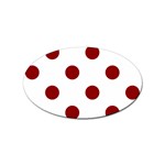 Polka Dots - Dark Red on White Sticker Oval (10 pack)
