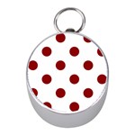 Polka Dots - Dark Red on White Silver Compass (Mini)