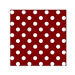 Polka Dots - White on Maroon Red Small Satin Scarf  (Square)