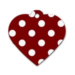 Polka Dots - White on Maroon Red Dog Tag Heart (One Side)