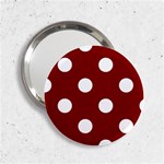 Polka Dots - White on Maroon Red 2.25  Handbag Mirror