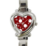 Polka Dots - White on Maroon Red Heart Italian Charm Watch