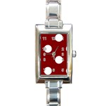 Polka Dots - White on Maroon Red Rectangle Italian Charm Watch