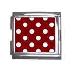Polka Dots - White on Maroon Red Mega Link Italian Charm (18mm)