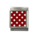Polka Dots - White on Maroon Red Italian Charm (13mm)