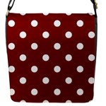 Polka Dots - White on Maroon Red Flap Closure Messenger Bag (S)