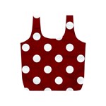 Polka Dots - White on Maroon Red Full Print Recycle Bag (S)