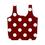 Polka Dots - White on Maroon Red Full Print Recycle Bag (M)