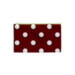 Polka Dots - White on Maroon Red Canvas Cosmetic Bag (XS)