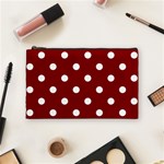 Polka Dots - White on Maroon Red Cosmetic Bag (M)