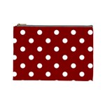 Polka Dots - White on Maroon Red Cosmetic Bag (L)