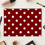 Polka Dots - White on Maroon Red Cosmetic Bag (XL)